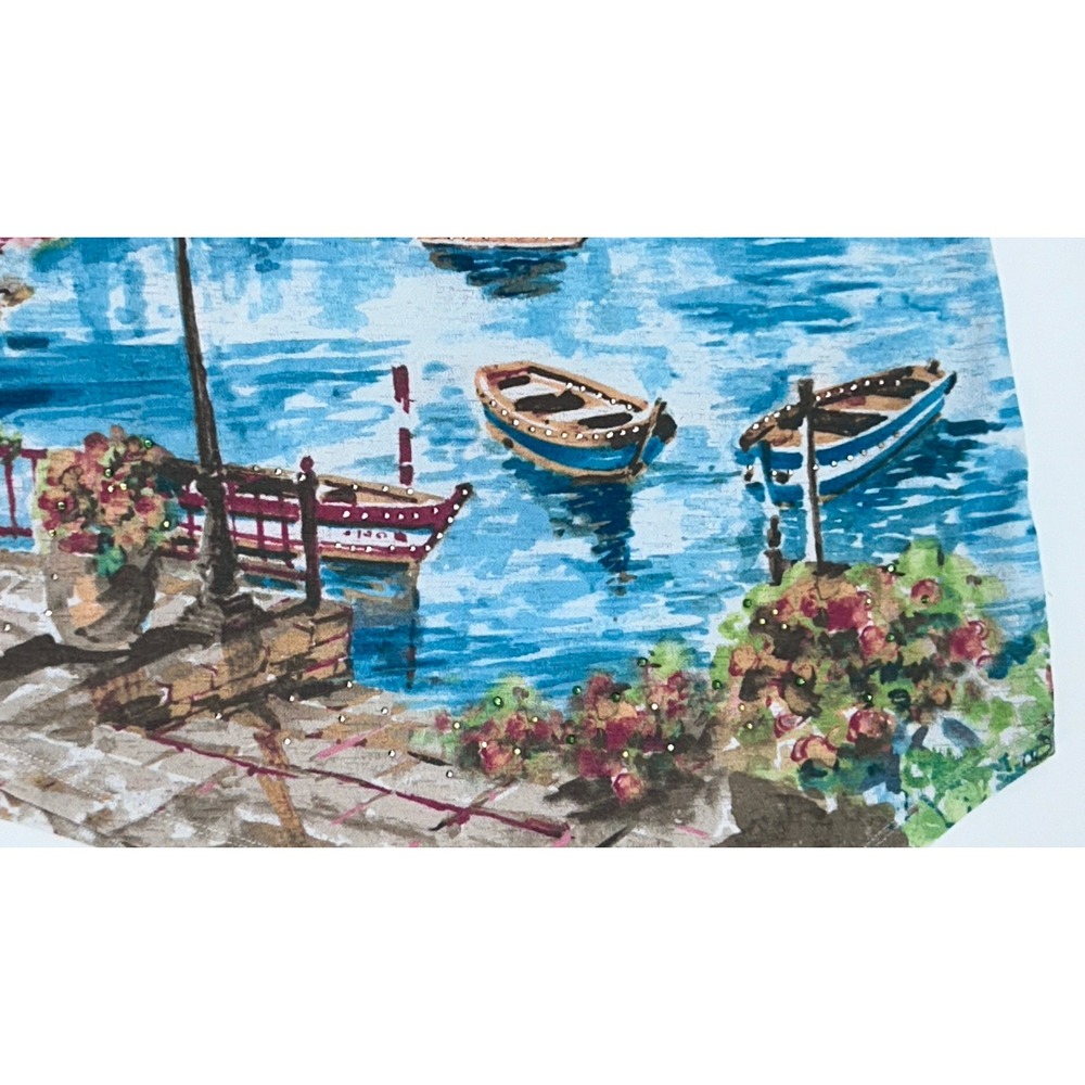 Alfred Dunner Scenic Harbor Print Knit Top 3/4 Sleeve Boat Scene Wearable Art - Picture 8 of 13